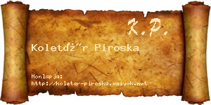 Koletár Piroska névjegykártya